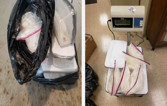 Rodriguez Arreola Government Sentencing Exhibit No. 2: Plastic baggies of crystal meth are weighed on a scale