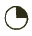 A three-quarters white and one-quarter black circle. Black is on top right.