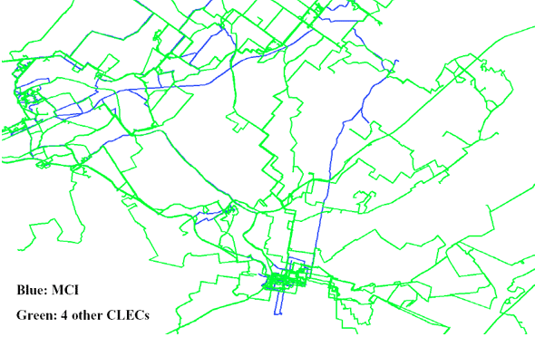 Image showing Verizon CLEC fiber lines in metro area
