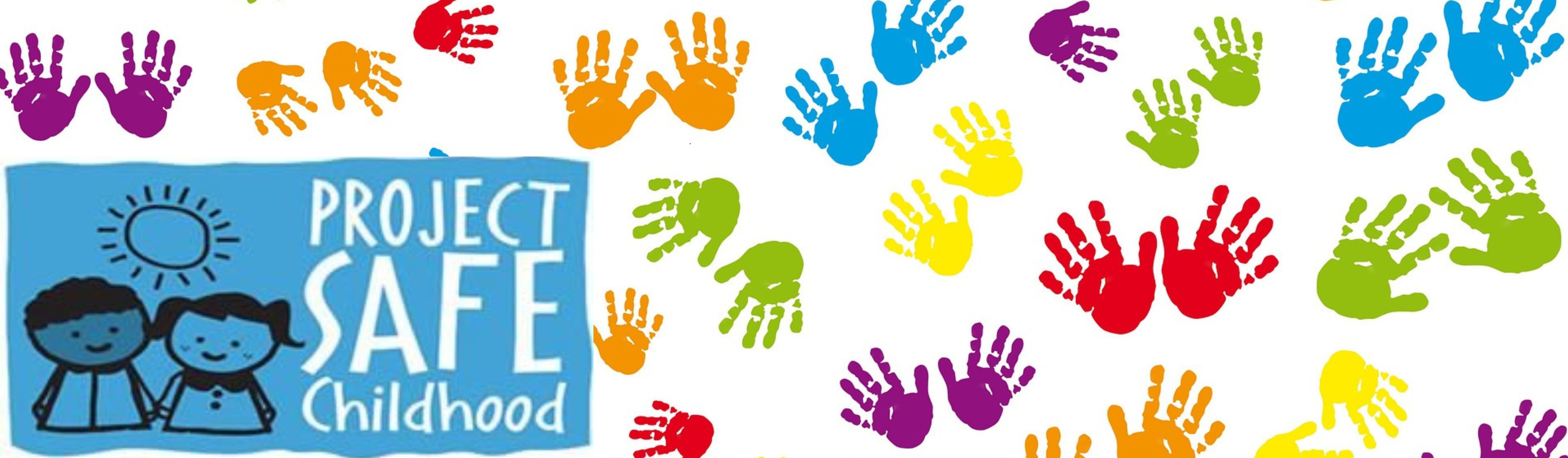 Project Safe Childhood Banner with kids' handprints