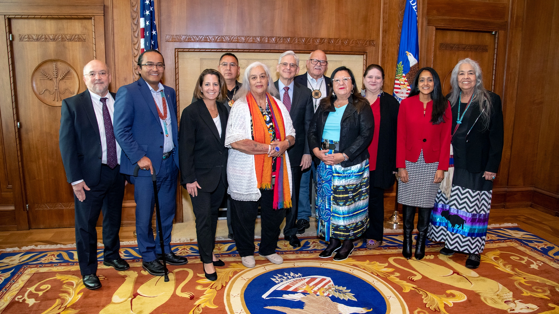 Attorney General Garland, Deputy Attorney General Monaco, and Associate Attorney General Gupta with the Tribal Nations Leadership Council.