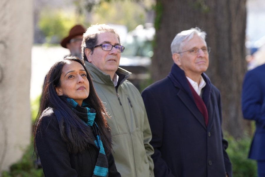 Associate Attorney General Vanita Gupta and Attorney General Merrick B. Garland visit the “Healing Uvalde Mural Project”. They stand side by side in respect and remembrance of the victims.