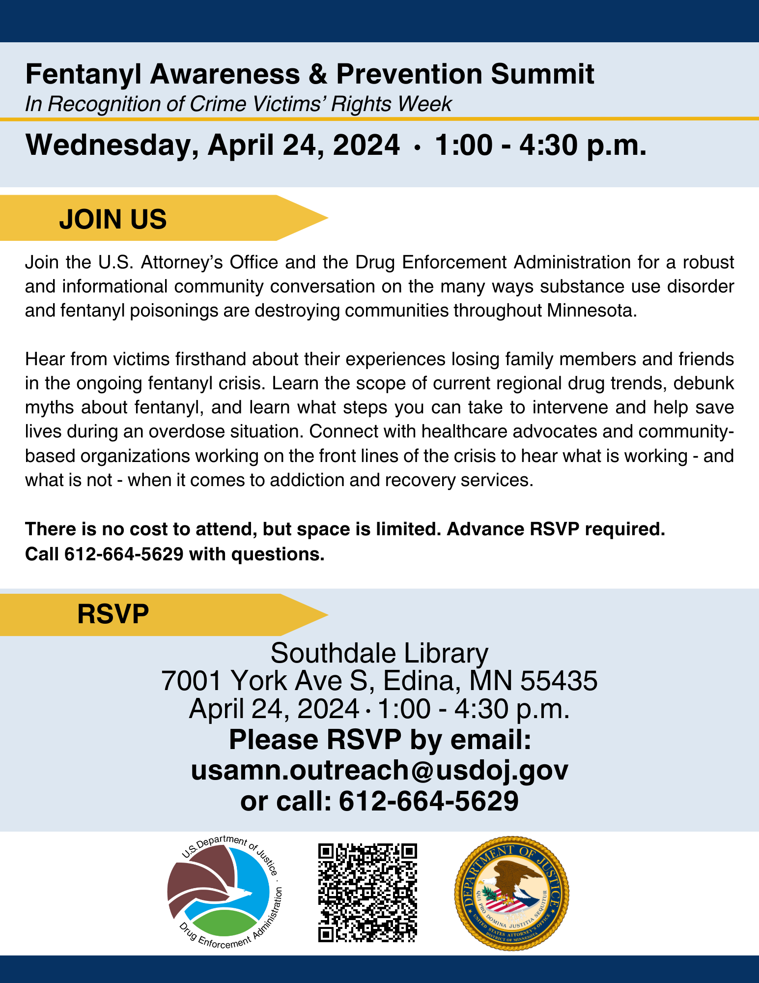 Join the Department of Justice for an informational community conversation on the many ways fentanyl is destroying communities throughout Minnesota.