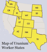 Map of Uranium Worker States