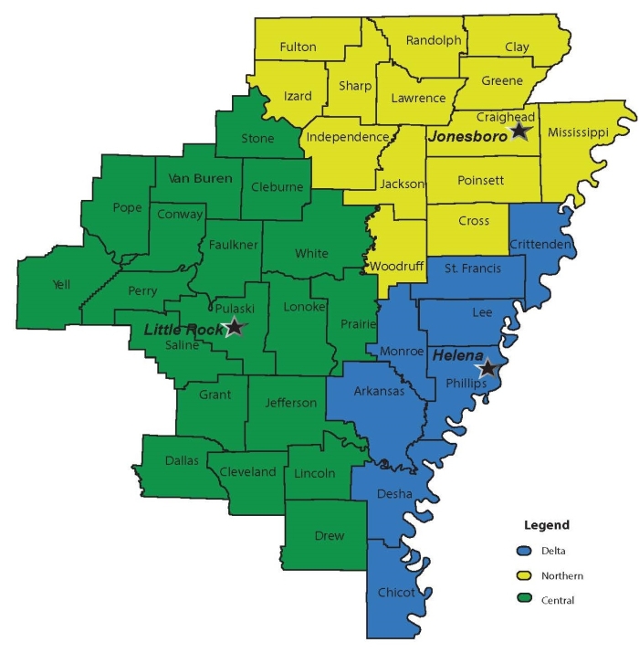 Eastern District of Arkansas District Map