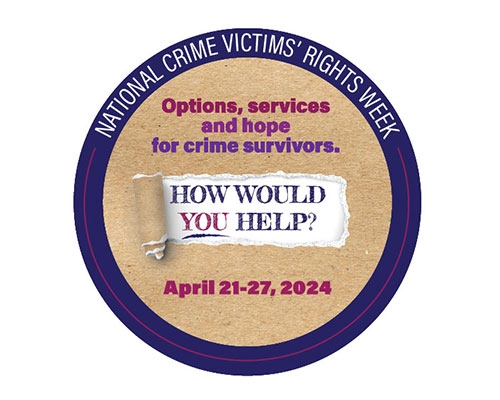 NCVRW Graphic. Text: How would you help? Options, services, and hope for crime survivors.