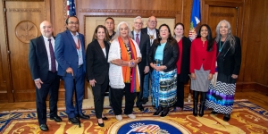 Attorney General Garland, Deputy Attorney General Monaco, and Associate Attorney General Gupta with the Tribal Nations Leadership Council.