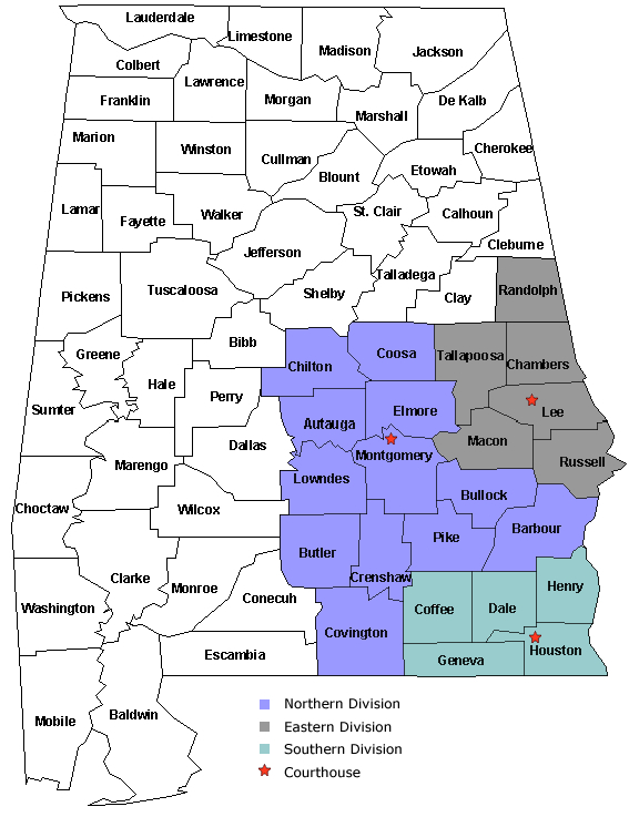 Middle District of Alabama Map Image
