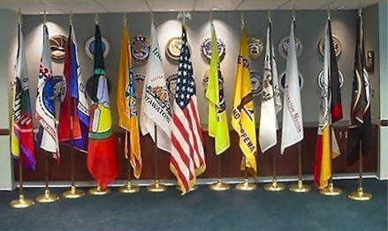 Flags of the Twelve Sovereign Indian Nations in the State of Michigan and the Flag of the United States of America