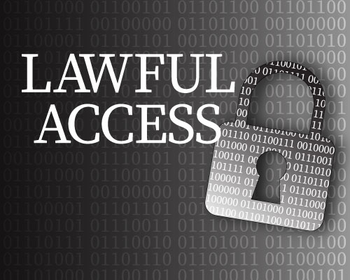 Lawful Access text with lock and binary numbers in background