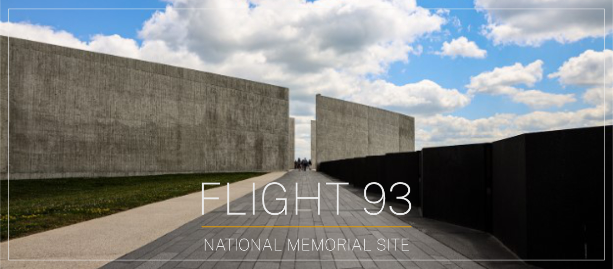 Hero Wide Flight 93 Memorial Wall, Courtesy FAA, Graphics added by Kadeem Scott, ENRD