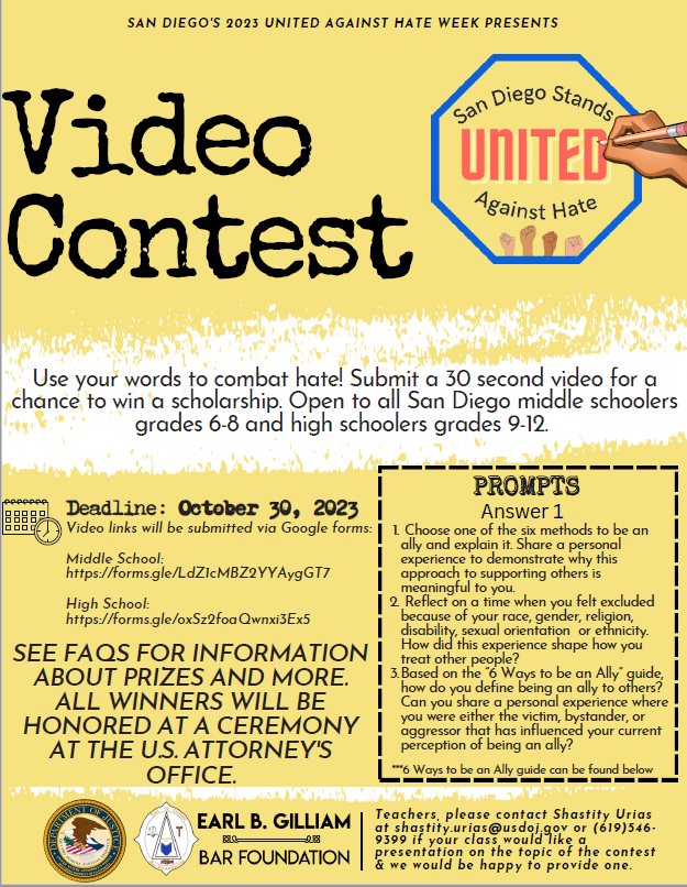 Video contest flyer with prompts and deadline information 