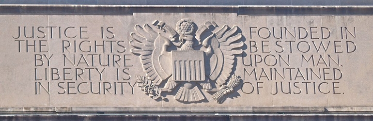 Department of Justice building engraving. Courtesy of Ned Wolff