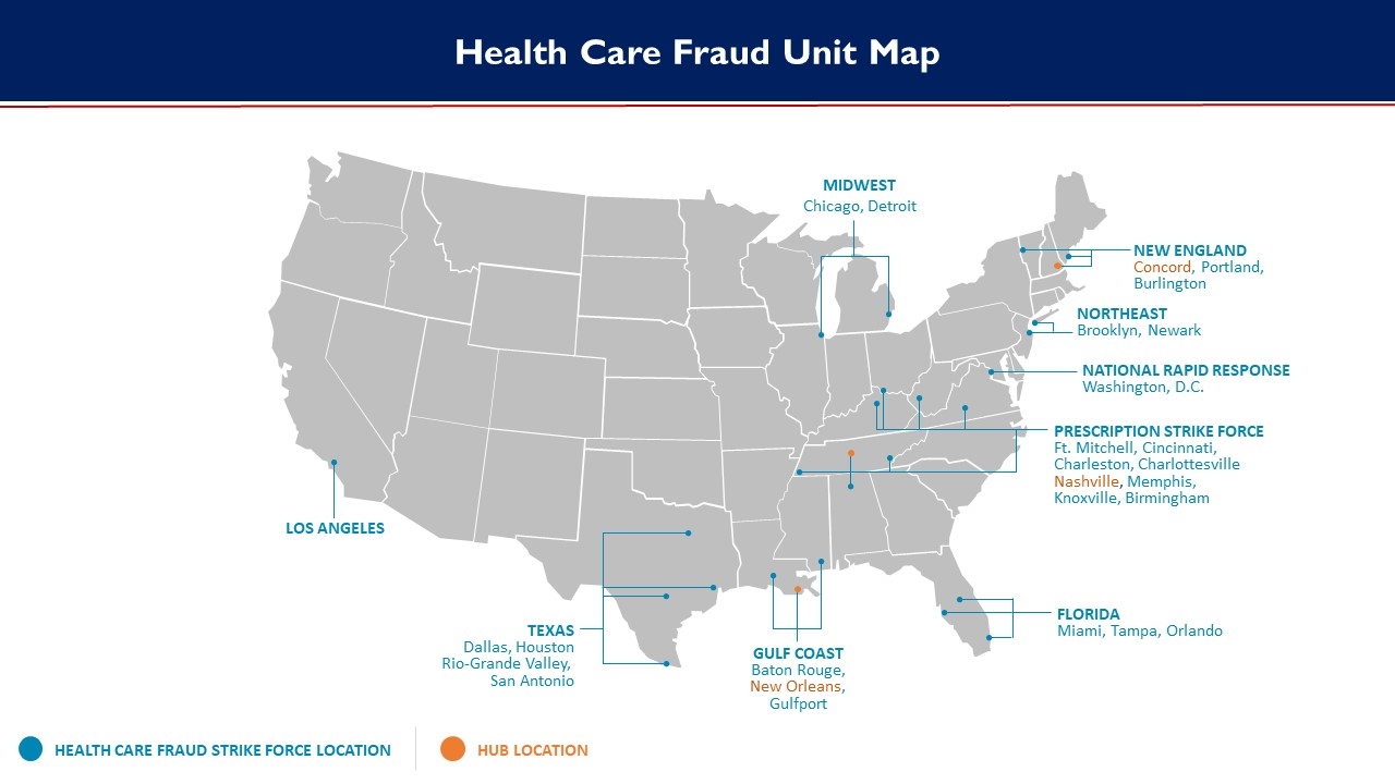 Health Care Fraud - Strike Force map