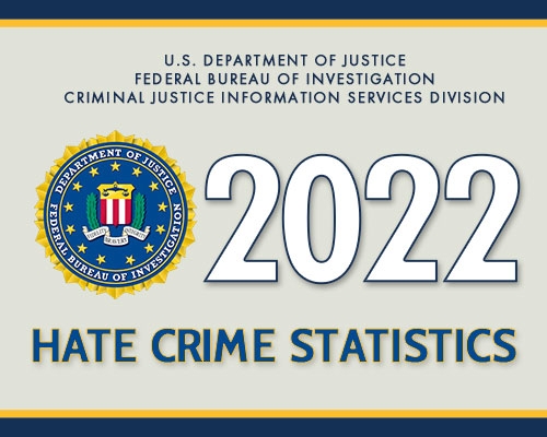 A graphic with text that reads "2022 Hate Crime Statistics"