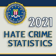 A graphic that reads, "2021 Hate Crime Statistics"