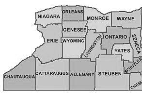 The Western District of New York includes the counties of Allegany, Cattaraugus, Chautauqua, Chem, Erie, Genesee, Livingston, Monroe, Niagara, Ontario, Orleans, Schuyler, Seneca, Steuben, Wayne, Wyoming, and Yates.